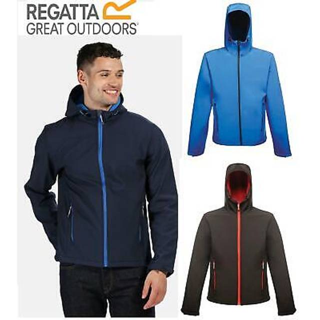 Regatta Mens Arley Ii Printable Softshell Jacket Hooded Full Zip Work