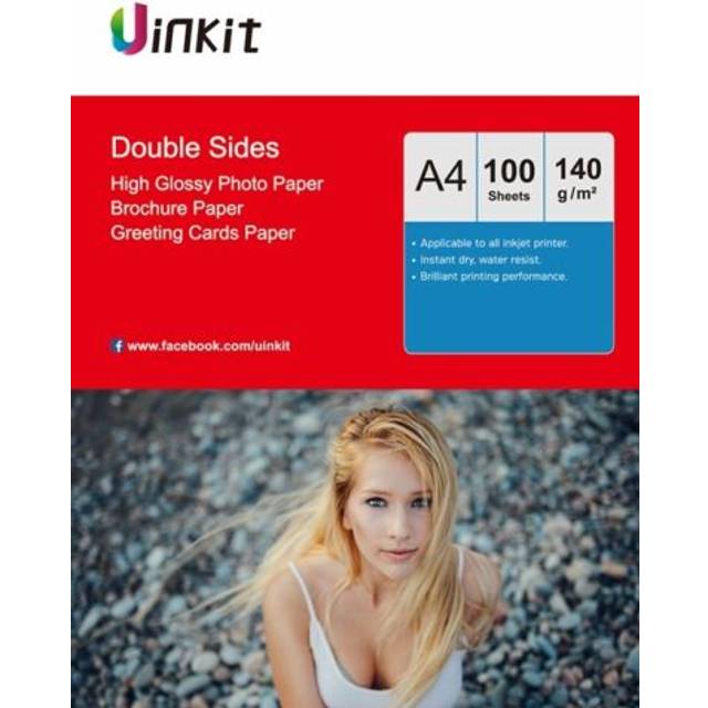 100sheet a4 140gsm thin double sides high glossy inkjet paper photo paper uinkit