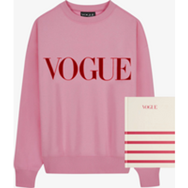 VOGUE Set | Pink Red Sweatshirt + Cream Notebook - S