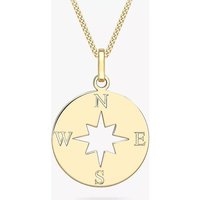 IBB 9ct Gold Compass and Cut Out Star Pendant Necklace, Gold