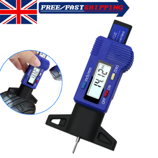 Digital tyre depth gauge tread checker tester for motorbike car van lcd display