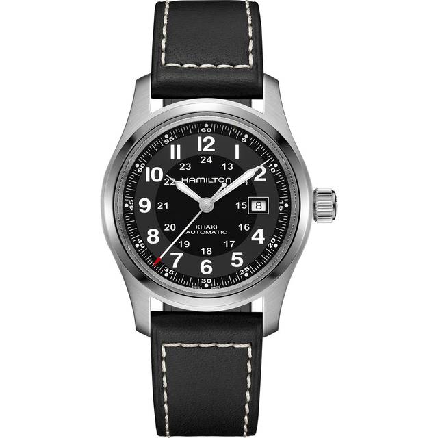 Hamilton Khaki Field Black Dial Leather Strap Unisex Watch H70605733