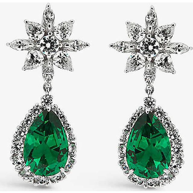 Carat London Womens Silver Camari Sterling-silver and Cubic Zirconia Drop Earrings 1 Size - SILVER