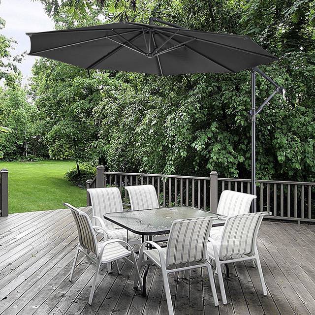3M Garden Cantilever Parasol Outdoor Sun Umbrella with Base - Black (Large)