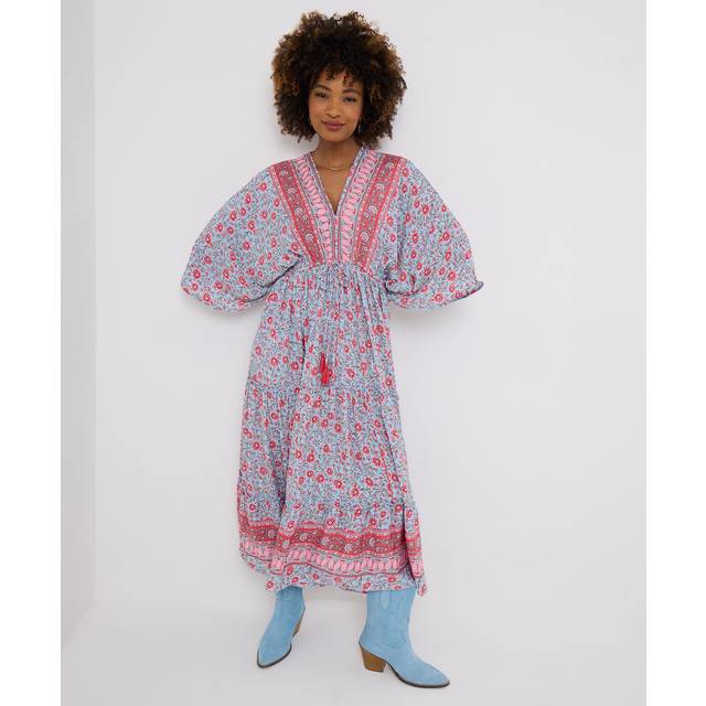 Women's Petite Sunny Days Printed Maxi Dress - Size Medium - Blue - by Joe Browns