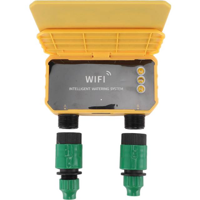 WiFi Sprinkler Timer 2 Outlet APP Control Solar Powered Water Hose Timer with Rain Delay for