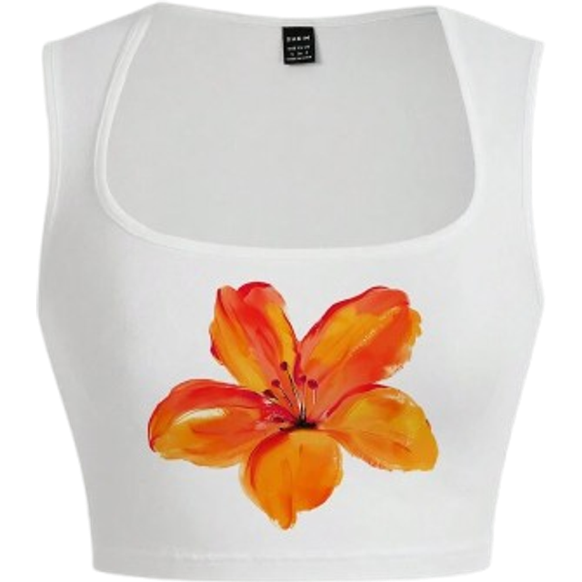 Slaydiva Women&#39;s Casual Minimalist Large Floral Print Square Neck Camisole, Suitable For Summer