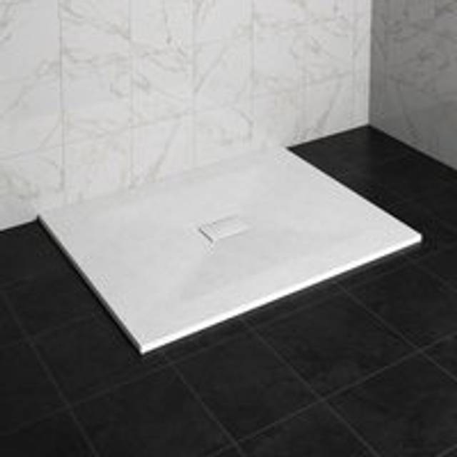 NRG - 1400 x 1000mm smc White Rectangle Slate Effect Bathroom Shower Tray