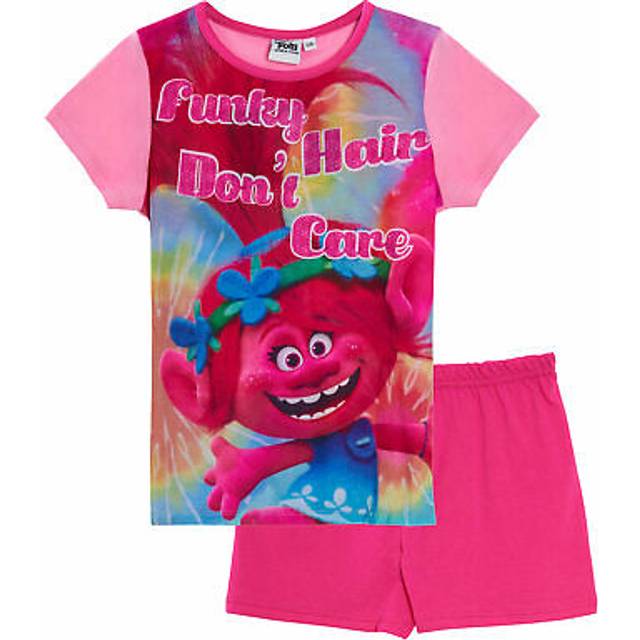 Trolls short pyjamas girls poppy glitter shortie pj set nightwear t-shirt shorts