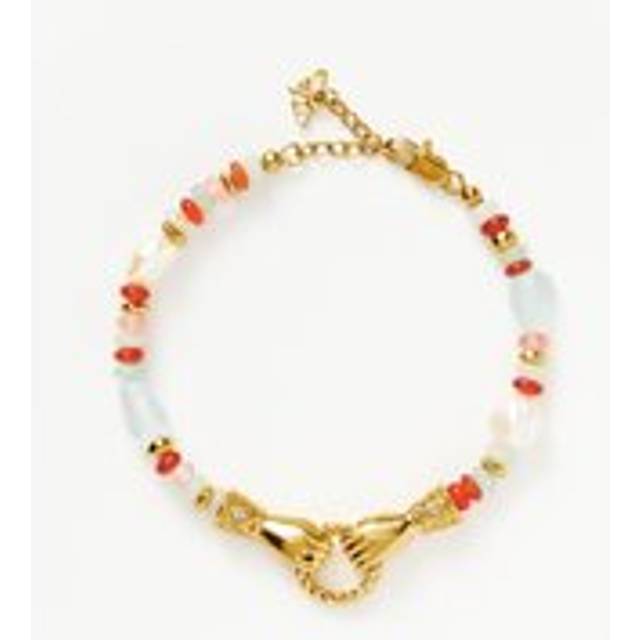 Harris Reed In Good Hands Beaded Gemstone Bracelet | 18ct Gold Plated/Multi Gemstone & Pearl
