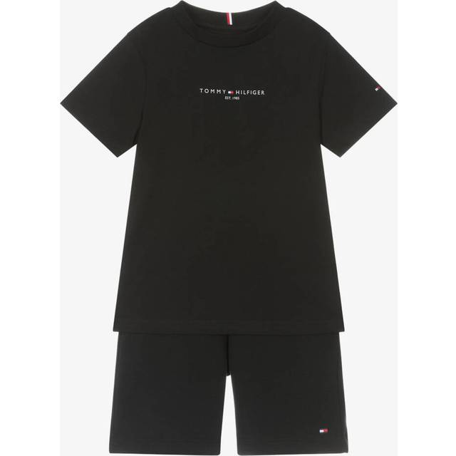 Tommy Hilfiger Boys Essential Short Sleeve T-Shirt And Short Set - Black, Black, Size Age: 5 Years - age: 5 YEARS