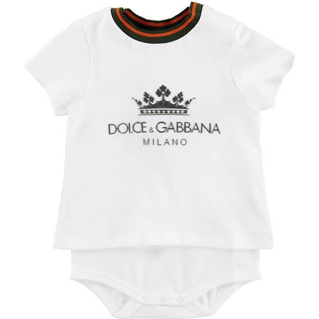 Dolce & Gabbana Body m. T-shirt K/Ä - Vit m. Logo - Dolce & Gabbana - 12-18 mån - Body K/Ä
