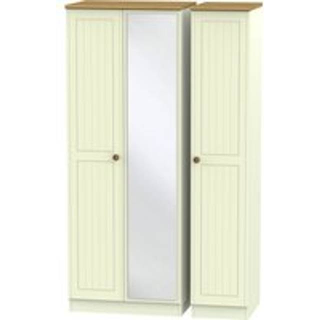 Lancaster Tall Triple Mirror Wardrobe (Ready Assembled) - Cream - One Size