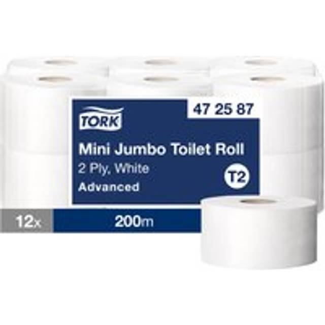 Tork Mini Jumbo White 2 Ply Toilet Roll 200m (1 x 12)