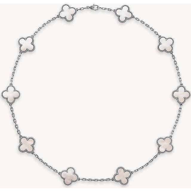 Van Cleef & Arpels Womens White Gold Vintage Alhambra and Mother-of-pearl Necklace 1 Size - WHITE GOLD