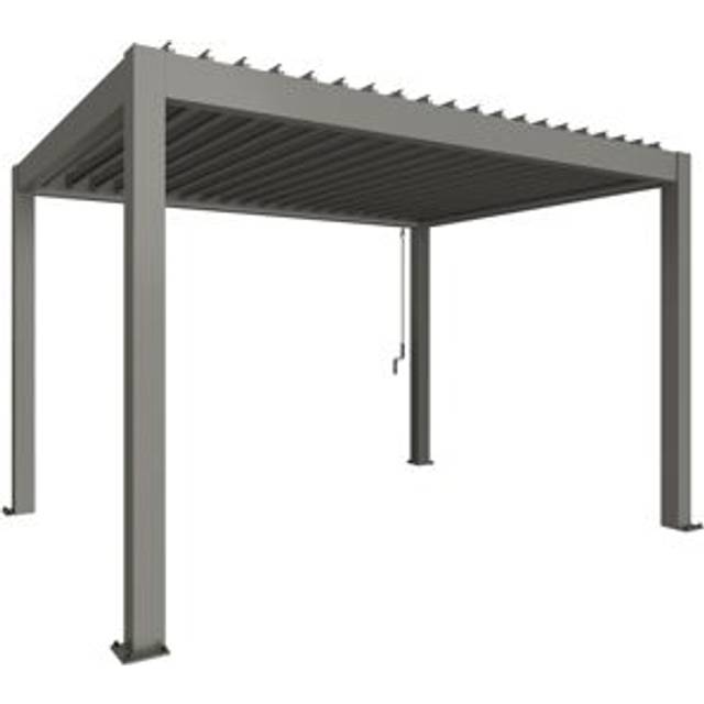 4mx3m Biohort Metal Pergola - Metallic Quartz Grey with Metallic Quartz Grey Roof Louvres