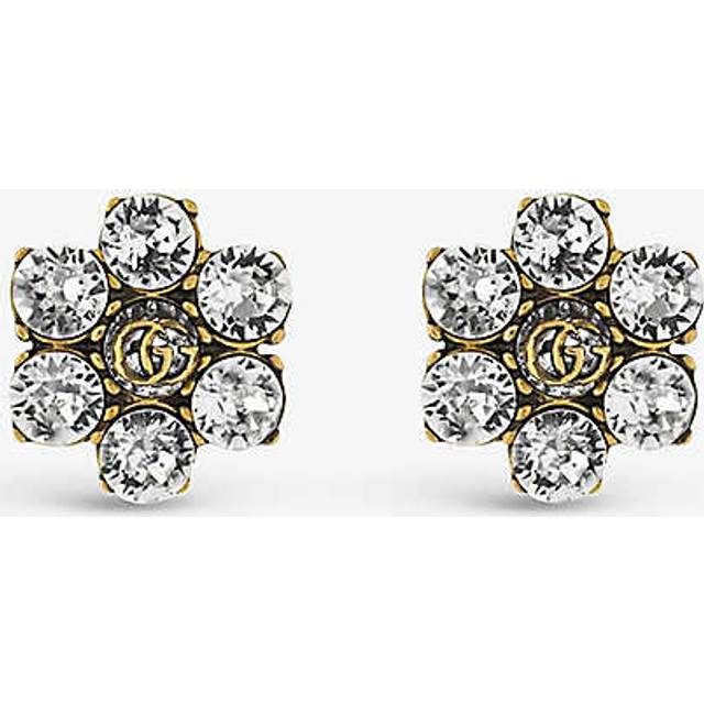 Gucci Womens Brass Gg Marmont Crystal Earrings - BRASS
