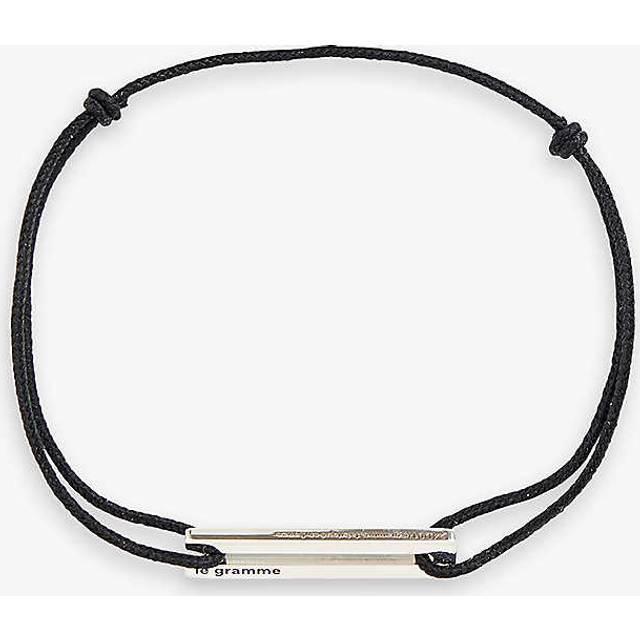 Le Gramme Mens Black Engraved-logo Sterling-silver and Cord Bracelet - BLACK
