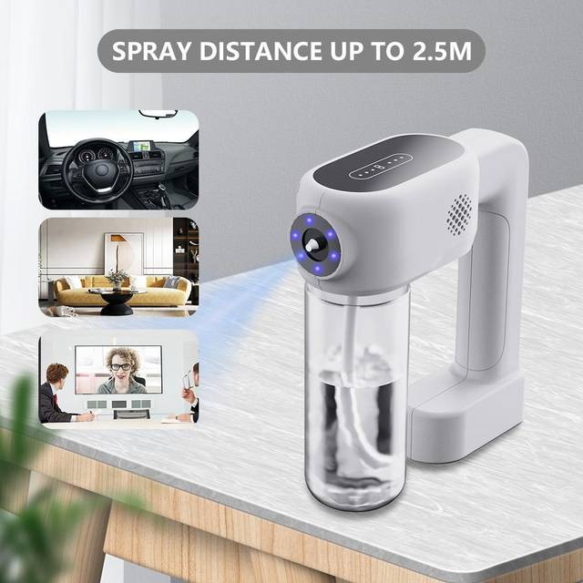 Nano Atomizer Sprayer Wireless Blue Ray Handheld Rechargeable Disinfectant Fogger Machine black
