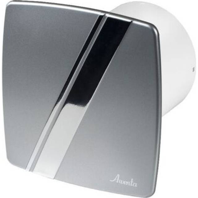 Bathroom extractor fan 100mm with timer and humidity sensor silver / chrome