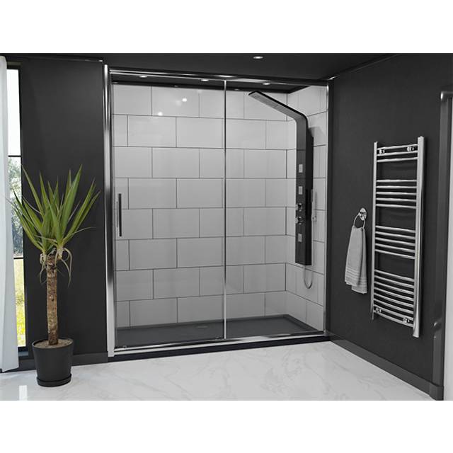 Wholesale Domestic Series 8 Chrome Sliding Shower Door | Sliver | Glass/Metal | 1700mm