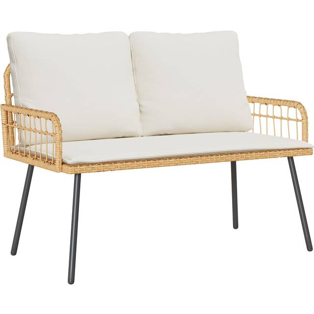 Garden Bench Natural 114x64x78 cm Poly Rattan Vidaxl