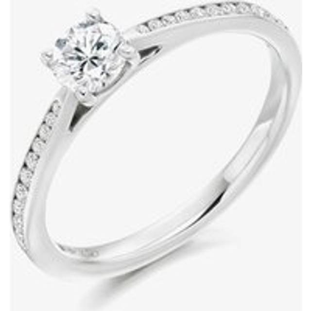 Platinum Diamond-Shoulder Solitaire Engagement Ring (L) ENG3816 - Silver