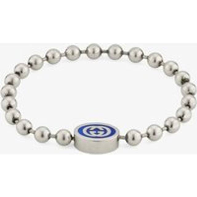 Gucci Interlocking Blue Enamel Boule Bracelet YBA753437001019 - Silver