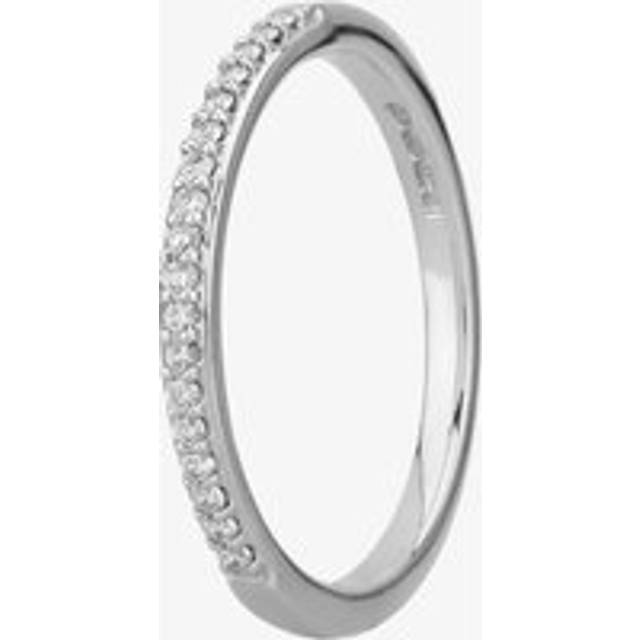 18ct White Gold 2mm Narrow Pavé-set Diamond Wedding Ring 9708/18W/DQ10 T - Silver