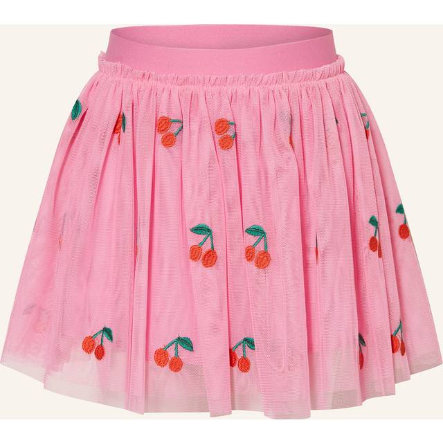 Stella McCartney, Skirts, female, Pink, 2 Y, Cherry Embroidered Pink Mesh Skirt