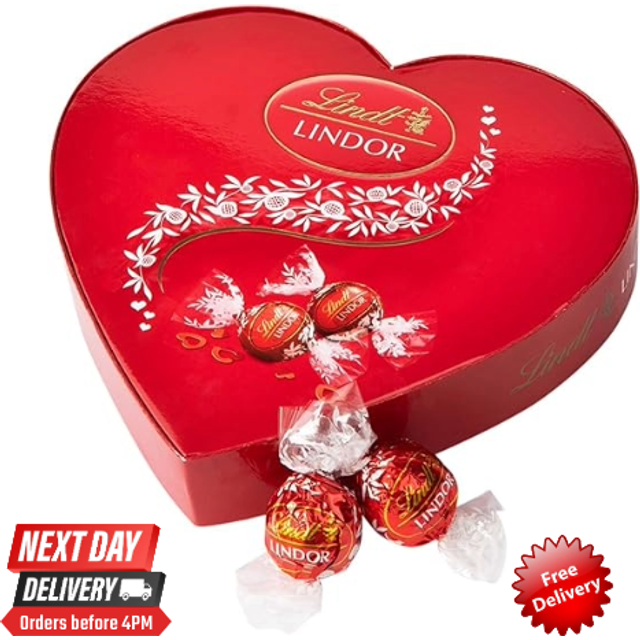 Lindt milk chocolate irresistibly smooth heart shaped box with truffles 200g