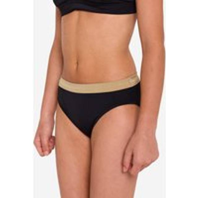 Girls’ Surfing Swimsuit Bottoms - 900 Buddy Black And Gold - Smoked Black