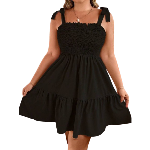 Breezaya Plus Tie Shoulder Ruffle Hem Cami Dress