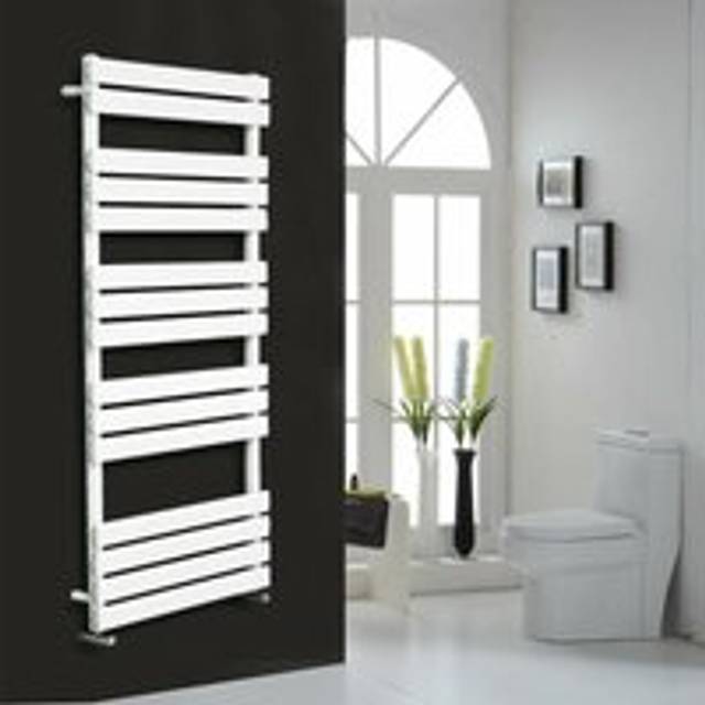 NRG - Flat Panel Heated Towel Rail Bathroom Rad Radiator White 1600x600mm