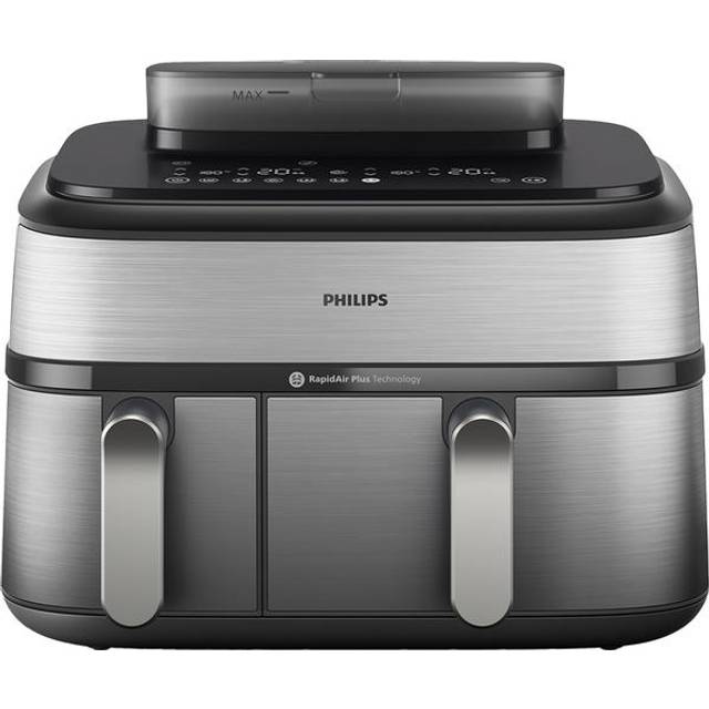 PHILIPS 5000 Series 9L NA555/09 Dual Basket Steam Air Fryer – Silver, Silver/Grey