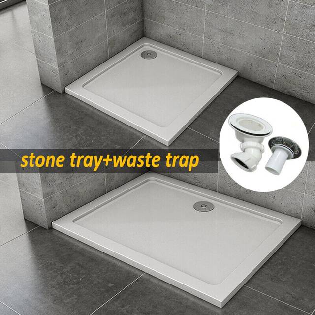 Slimline stone shower tray square rectangle resin walk in shower enclosure bases