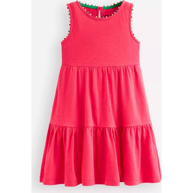 Mini Boden Kids' Ali Pom Trim Jersey Dress, Camelia Pink