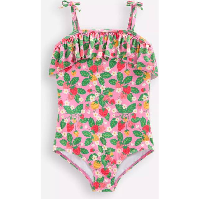 Mini Boden Kids' Tallulah Frill Swimsuit, Strawberry Patch