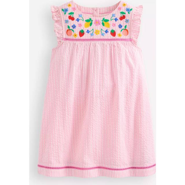 Mini Boden Kids' Celia Woven Dress, Pink Stripe Fruit