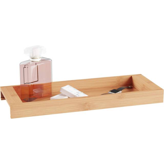 Lavish Home Bamboo Bathroom Vanity Tray-Natural Wood Eco-Friendly Holder for Towels  Toiletries  Cosmetics  Decor and More-Modern Bath Accessories