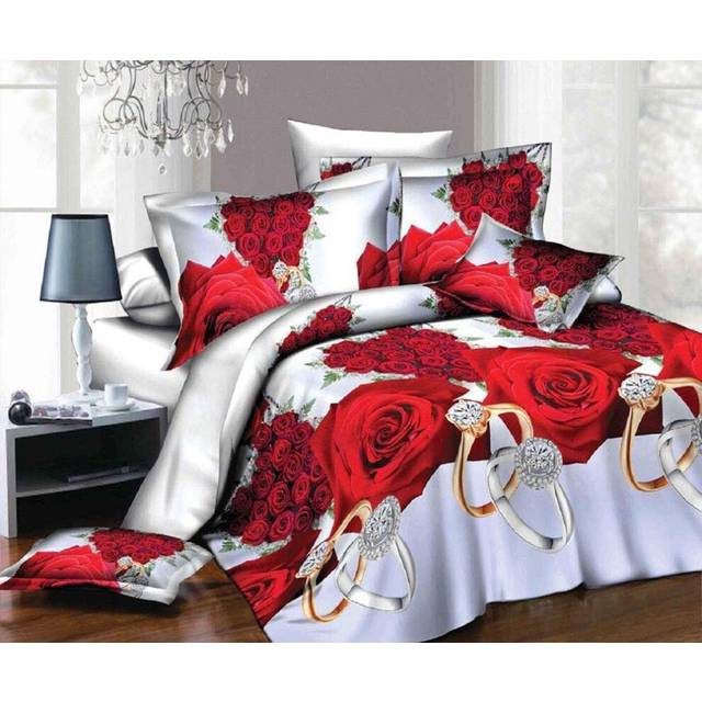THL 3d Effect Complete Bedding Set Duvet Quilt Cover Fitted Sheet Pillowcase Floral and Animal Print (3d 290, Single)