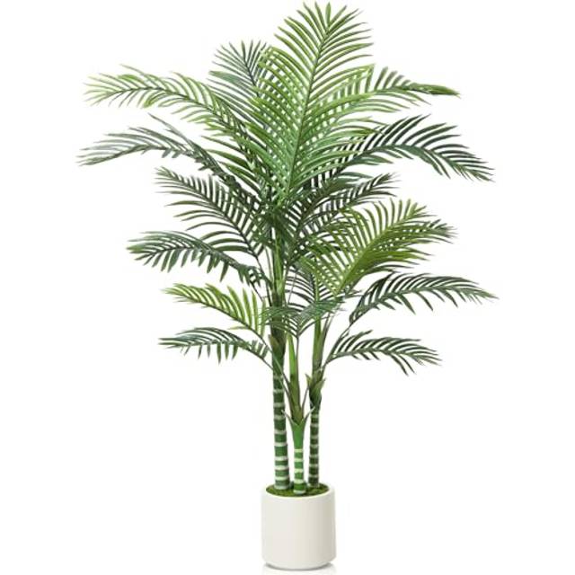 Fopamtri Artificial Areca Palm Tree 150 cm Fake Plants, Large Fake Tropical Palm Plants with White Planter, Indoor for Home, Bedroom, Office, Balcony,