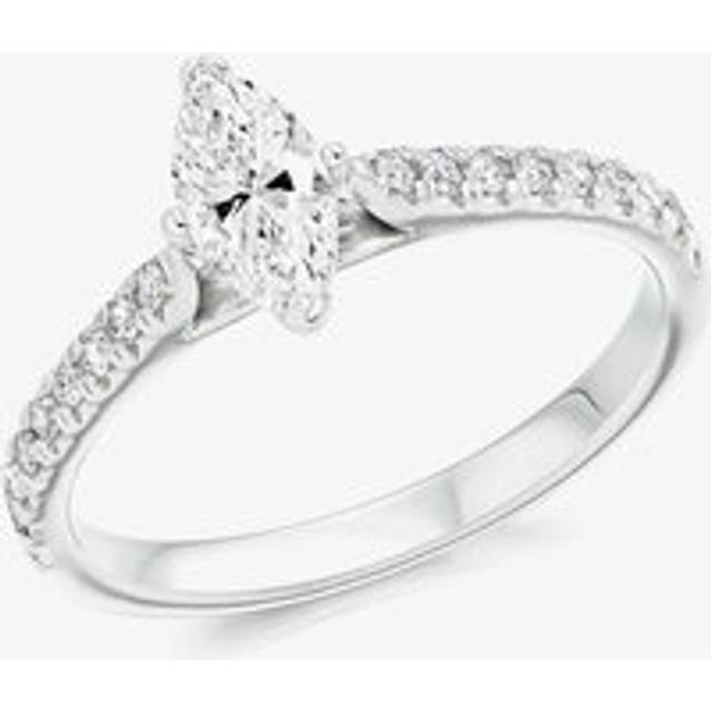 Platinum Marquise-Cut Diamond-Shoulder Engagement Ring (L) ENG6980 - Silver