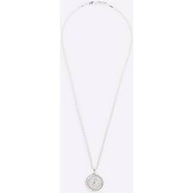 Mens River Island Premium Silver Compass Necklace - One Size