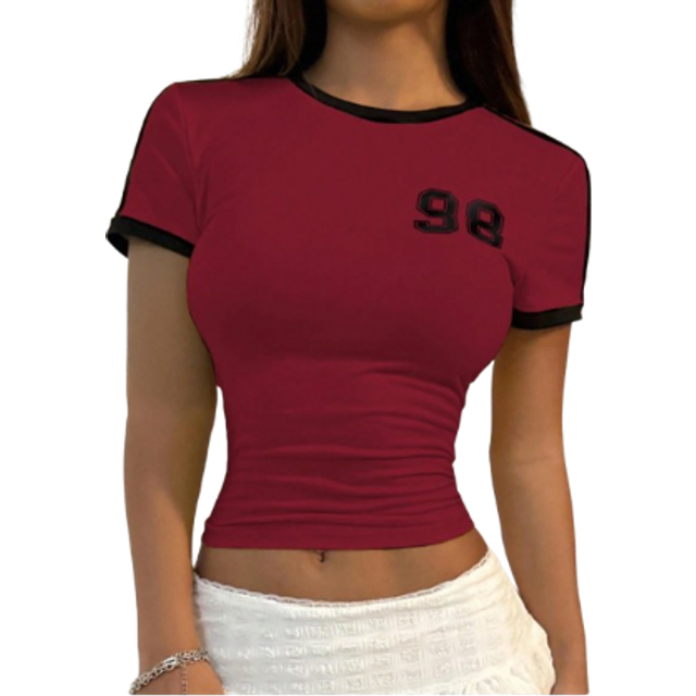 StreetHx Men&#39;s Casual Contrast Color Digit Print Slim Fit T-Shirt, Summer Graphic Tees Women Tops