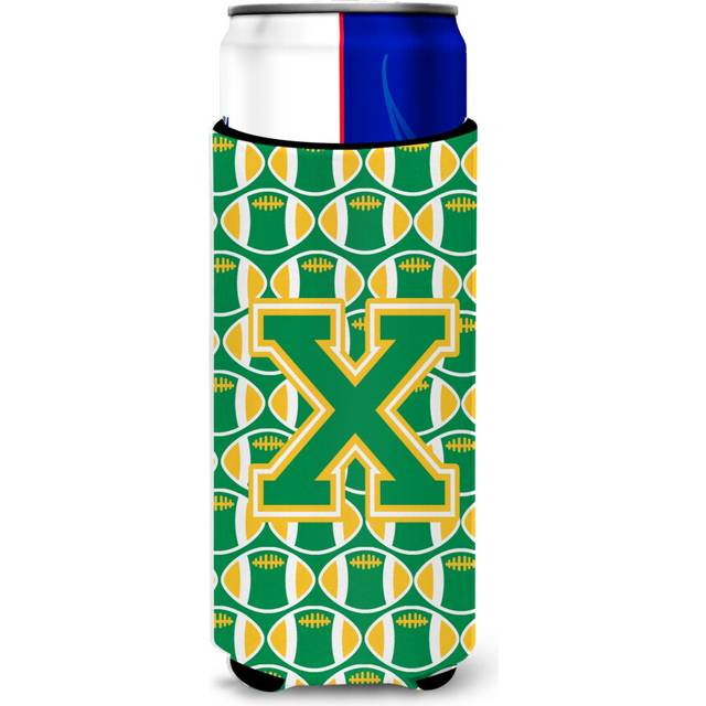 Letter X Football Green and Gold Ultra Beverage Insulators for slim cans CJ1069-XMUK