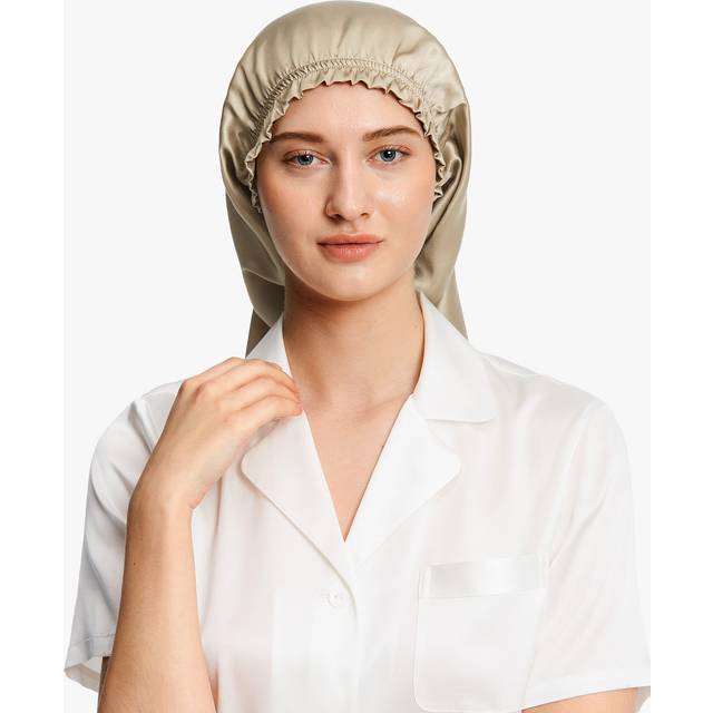 LILYSILK UK Elegant Night Silk Bonnet Quality Guaranteed 100% Pure - Khaki