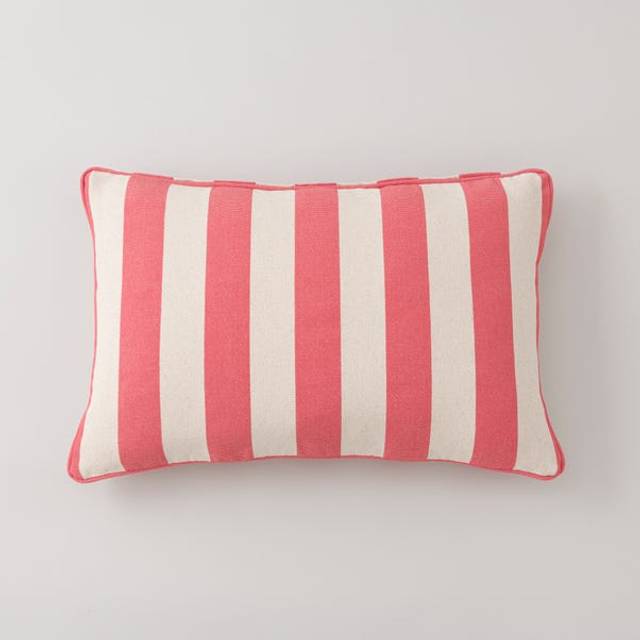 Beatrice Stripe Cushion - Coral