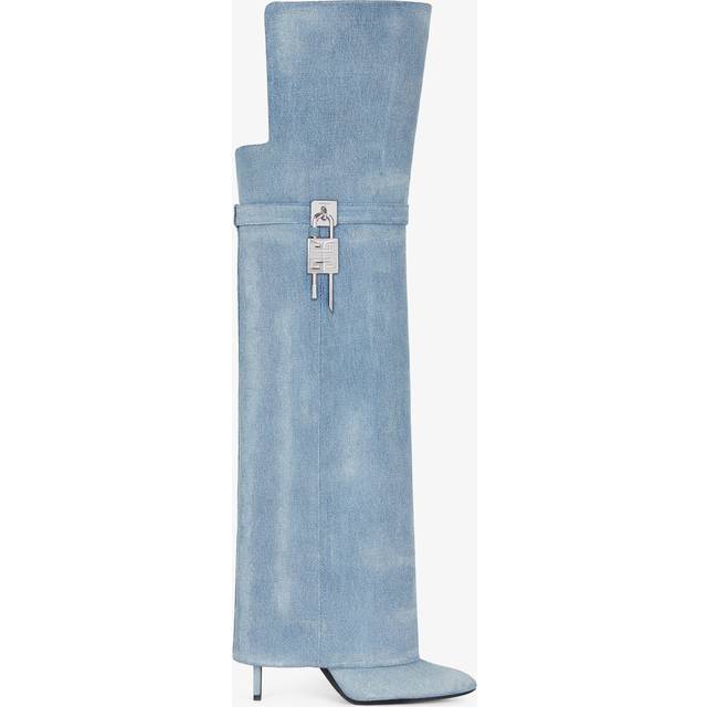 Givenchy Shark Lock Stiletto denim over-the-knee boots - blue (UK 4)