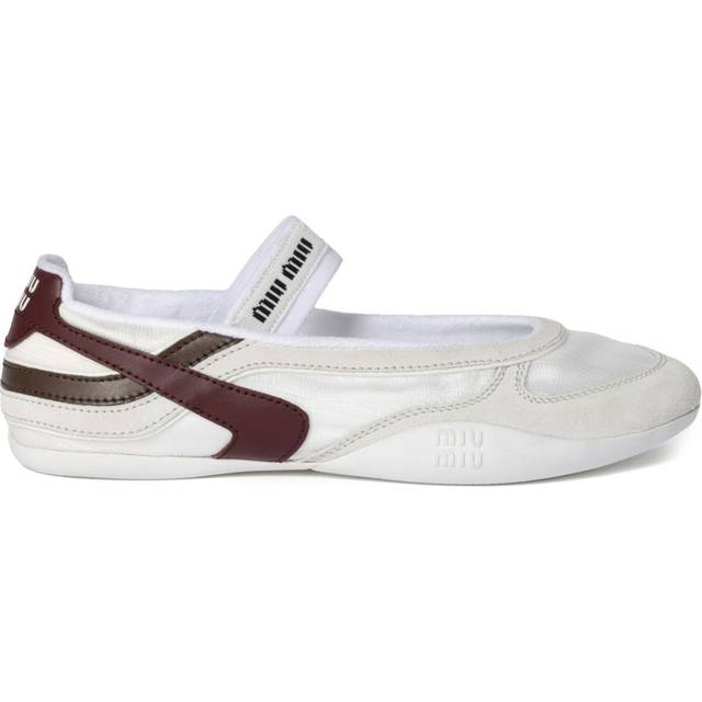 Miu Miu - Gymnasium ballerina shoes - women - Fabric/Calf Suede/Rubber/Calf Leather/Recycled Polyamide - 38 - White